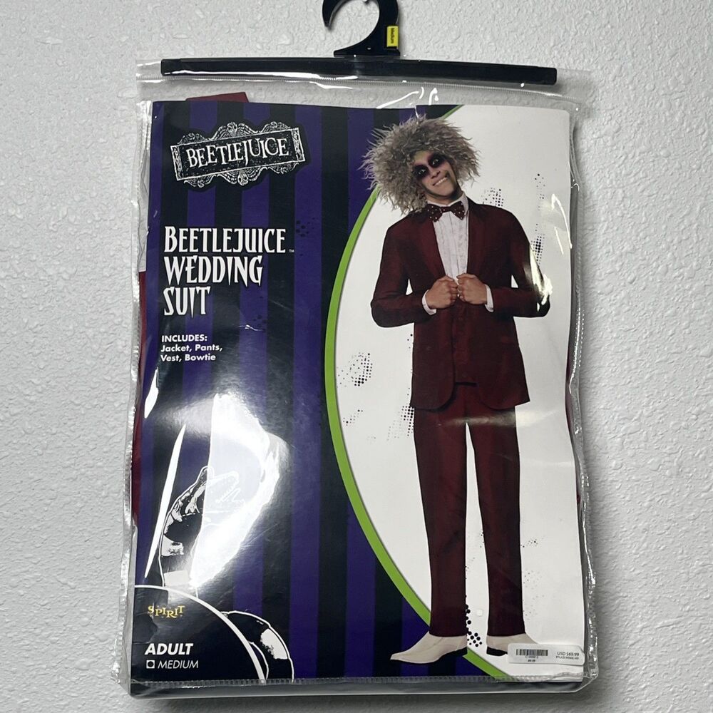 BEETLEJUICE WEDDING SUIT SPIRIT HALLOWEEN 4 PIECE COSTUME SIZE M